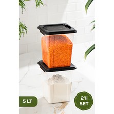 2'li Hava Geçirmez Deterjan ve Erzak Saklama Kabı Seti, Gri, 5 Lt