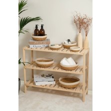 Doğal El Örmesi 7'li Yuvarlak Hasır Sepet, Havluluk ve Banyo Organizer Seti