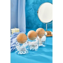 3'lü Top Kapaklı Şeffaf Etiketli Pamuk Seti, Makyaj ve Temizlik Için Organizer