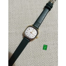 Brality Modern Moda Kadın Kol Saati Vintage Oval Gold Kasa- Koyu Yeşil Düz Kordon TT0054