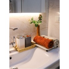 Beyaz Mermer Stand 30X20 cm Banyo Düzenleyici Dekorasyonu Siyah
