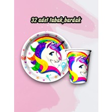 32 Kişilik Unicorn Temalı Parti Seti - Doğum Günü ve Özel Kutlamalar Için