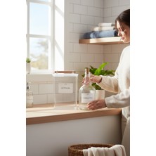 Ahşap Kulplu Vakumlu Şeffaf Deterjan ve Yumuşatıcı Şişeleri, 1000-2000ML