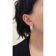 The Magical Store Kadın Küpe, Özel Tasarım Gümüş Görünümlü Küpe, Modern Tasarım Küpe