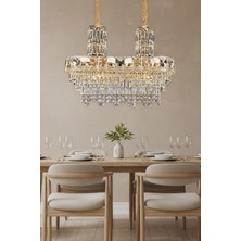 Ünal Aydınlatma Niran Gold 80 cm Kristal Taşlı Modern Avize – Salon ve Yemek Odası