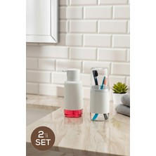 Beyaz 500 ml Diş Fırçalık ve Sıvı Sabunluk Seti, Şık ve Kullanışlı Tasarım