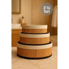 Doğal Hasır Bambu Yuvarlak Çok Amaçlı 3'lü Düzenleyici Sepet, Şık ve Kullanışlı.