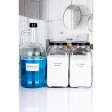 3'lü Cam Şişe Takımı, Yumuşatıcı ve Deterjan Kavanozu, 3 Lt, Renkli ve Beyaz