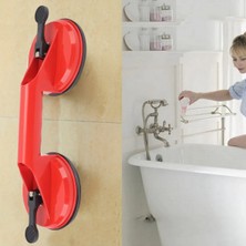Kırmızı Vantuzlu Banyo Tutacağı, Güçlü ve Güvenli Vakumla Sabitlenir