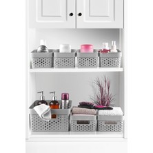 7 Parça Çok Amaçlı Banyo Düzenleyici Sepet Gri, Pratik ve Şık Depolama Çözümü