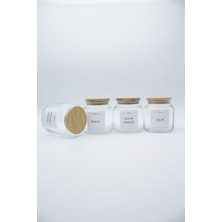 Lacivert Bambu Kapaklı Pamuk ve Diş Ipi Kavanozu, 500ML, Temiz ve Pratik Kullanım