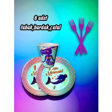 8 Kişilik Deniz Kızı Temalı Tek Kullanımlık Servis Seti