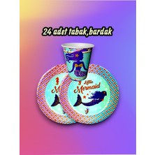 24 Kişilik Deniz Kızı Temalı Parti Seti - Doğum Günü ve Özel Kutlamalar Için