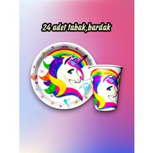 24 Kişilik Unicorn Temalı Parti Seti - Doğum Günü ve Özel Kutlamalar Için
