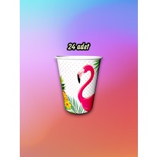 24 Adet Flamingo Temalı Bardak - Doğum Günü Parti ve Eğlenceli Etkinlikler Için