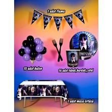16 Kişilik Wednesday Temalı Mini Set - Doğum Günü Parti ve Eğlenceli Etkinlikler Için