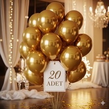 20 Adet Gold (Altın) Balon Seti – Zarif Mini Parti ve Köşe Dekoru