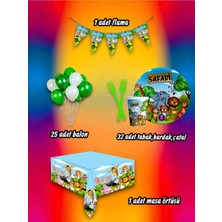 32 Kişilik Safari Temalı Mini Set - Doğum Günü Parti ve Eğlenceli Etkinlikler Için