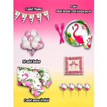 8 Kişilik Flamingo Temalı Mini Set - Doğum Günü Parti ve Eğlenceli Etkinlikler Için