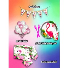 24 Kişilik Flamingo Temalı Mini Set - Doğum Günü Parti ve Eğlenceli Etkinlikler Için