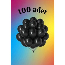 100 Adet Siyah Renk Balon Seti - Doğum Günü Parti ve Eğlenceli Etkinlikler Için