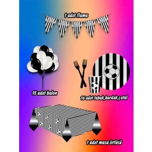 8 Kişilik Siyah Beyaz Temalı Mini Set - Doğum Günü Parti ve Eğlenceli Etkinlikler Için