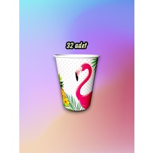 32 Adet Flamingo Temalı Bardak - Doğum Günü Parti ve Eğlenceli Etkinlikler Için