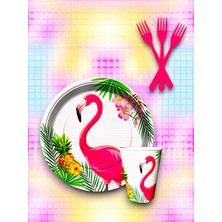 24 Kişilik Flamingo Temalı Tek Kullanımlık Servis Seti