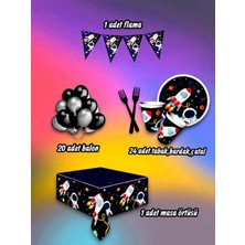 24 Kişilik Uzay Temalı Mini Set - Doğum Günü Parti ve Eğlenceli Etkinlikler Için