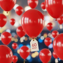 60 Adet Kırmızı Renk Balon Seti - Doğum Günü Parti ve Eğlenceli Etkinlikler Için