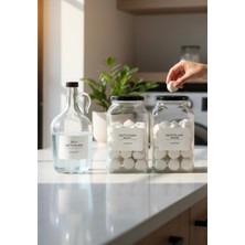 Renkli Dekoratif Cam Kavanoz 3l, Sıvı Deterjan Şişesi, Siyah Kapak