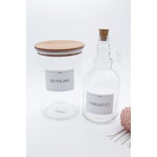 Ahşap Kapaklı Toz Deterjan ve Yumuşatıcı Kavanozu, 3300ML, Şık ve Kullanışlı Tasarım