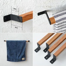 Çok Amaçlı 40 cm Metal ve Ahşap Havlu ve Fincan Askılığı Renkli