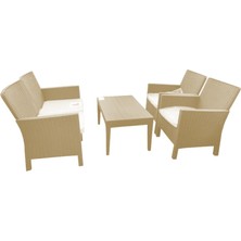 Işsevenler Nova Bahçe ve Balkon Oturma Takımı Krem ISS-008318