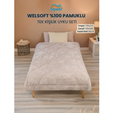 Uysal Yorgan Welsoft Akfil Midye Desen Tek Kişilik Uyku Seti