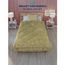 Uysal Yorgan Welsoft Akfil Midye Desen Tek Kişilik Uyku Seti