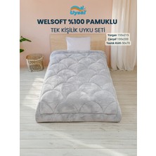 Uysal Yorgan Welsoft Akfil Midye Desen Tek Kişilik Uyku Seti