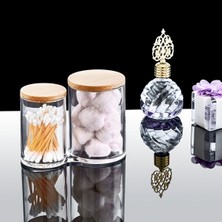 Çok Renkli Ahşap Kapaklı 2'li Pamuk Kutusu, Şık ve Kullanışlı Saklama Seti