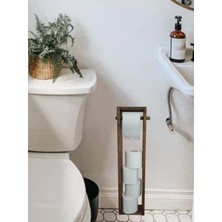 Rustik Ahşap Banyo Kağıtlık, Ceviz Renk, 65X16X8.5 Cm, Dekoratif Tasarım