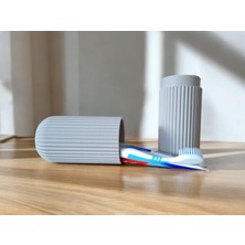 Çizgili Tasarım Diş Fırçası ve Macun Seyahat Kabı, Şık ve Pratik Set