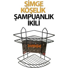 Iki Parçalı Paslanmaz Köşe Şampuanlık Seti, Şık ve Kullanışlı Siyah Tasarım