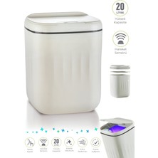 Baysa Sensörlü Çöp Kovası Mutfak Banyo Ofis 20L Uv Işık Antibakteriyel Koku Geçirmez Ergonomik Tasarımlı
