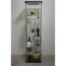 Artinoks Home 3 Raflı Ledli Camlı Vitrin  (Gümüşlük,kitaplık, Sunu,sergi Vitrini)