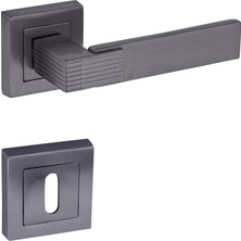 Zeraf Ev Premium Ahenk Kare Rozetli Kapı Kolu (Oda-Wc-Yale Kilit Tipleri)(Takım)  Antrasit