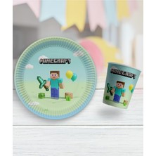 8 Li Tabak Bardak Minecraft Temalı Doğum Günü Parti Süsü Malzemeleri