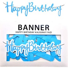 Festilo Banner Happy Birthday Kaligrafik Uzar Yazı Iyiki Doğdun Doğum Günü Yazısı Mavi