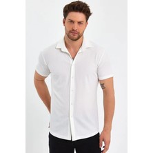 Erkek Jakarlı Kısa Kollu Likralı Gömlek