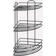 Şık 3 Katlı Kahverengi Metal Banyo Köşe Rafı, Düzen ve Estetik Sağlar