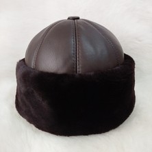 BÖRKHANE Klasik Koyu Kızıl Kahve Deri Börk