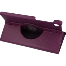 Buğz Samsung Galaxy T220 Tab A7 Lite 8.7 Kılıf 360 Tablet Deri Kılıf - Mürdüm